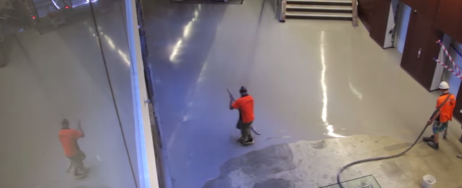 Preparing installation of a polished concrete floor