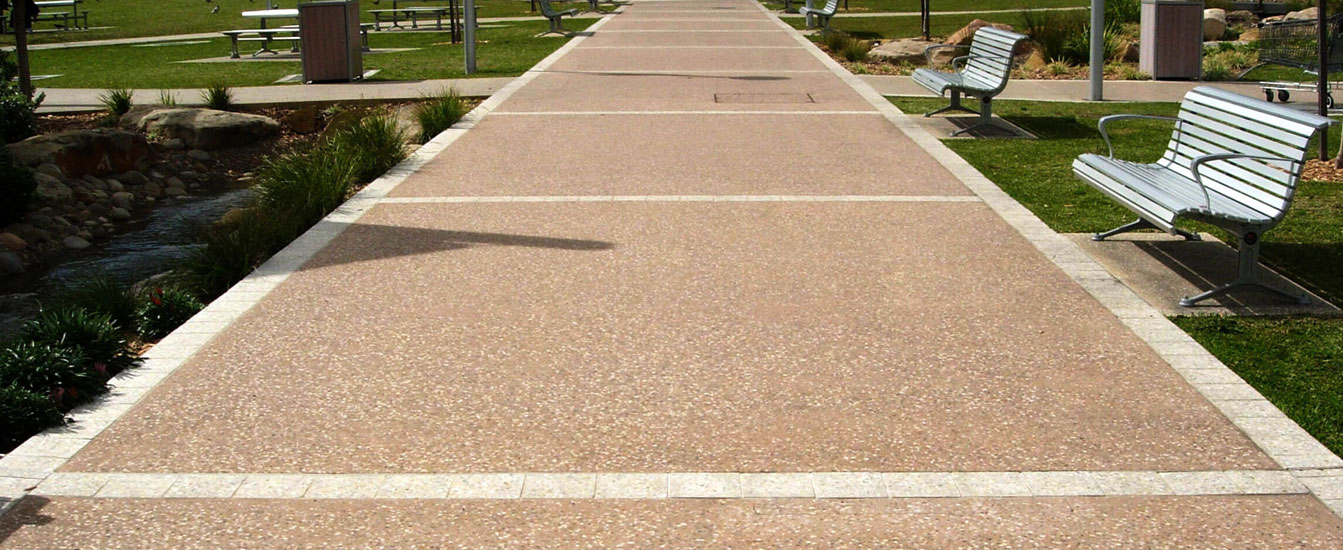 polished concrete path in park