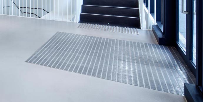 using a recessed entry mat to protect concrete floor