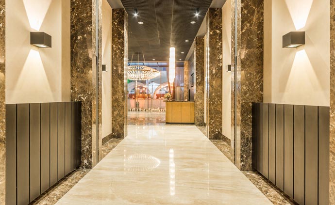 classy hotel lobby concrete floor