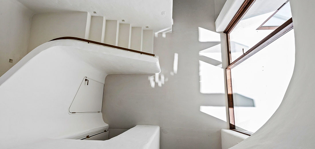 white micro concrete staircase 
